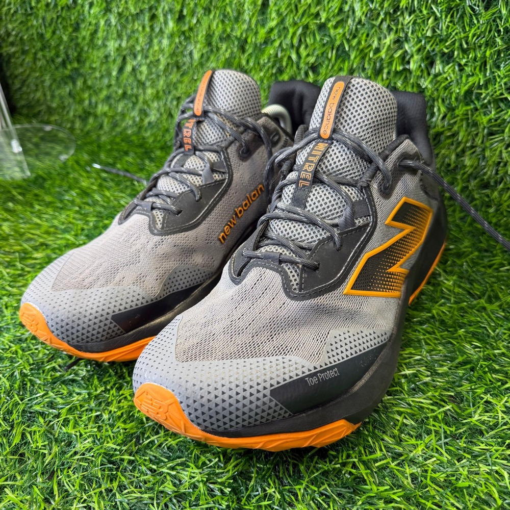 New Balance Nitrel v6 Mens 13 Trail Running Shoes Grey Orange MTNTRCS6 AT Tread
